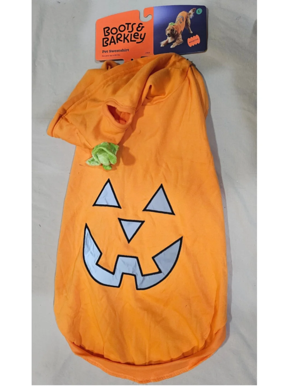 Boots & Barkley Dog Pumpkin Halloween Sweatshirt Size L Orange Black